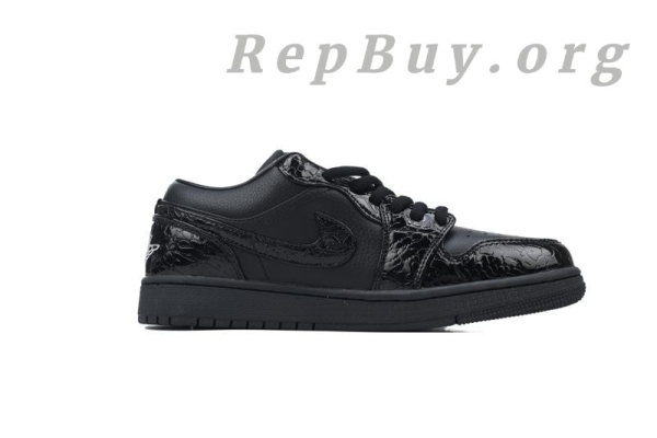 Top Version Air Jordan 1 Low SE 'Black Croc' HJ7443-010 - Image 2