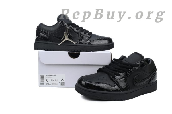 Top Version Air Jordan 1 Low SE 'Black Croc' HJ7443-010 - Image 10