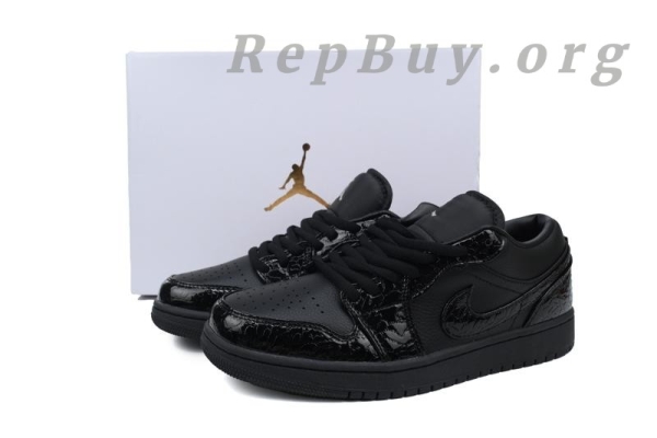 Top Version Air Jordan 1 Low SE 'Black Croc' HJ7443-010 - Image 11