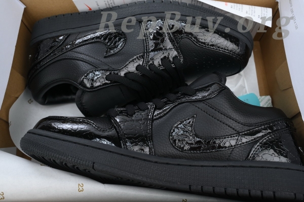 Top Version Air Jordan 1 Low SE 'Black Croc' HJ7443-010 - Image 12