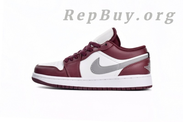 Top Version Air Jordan 1 Low White Bordeaux 553558-615 - Image 2