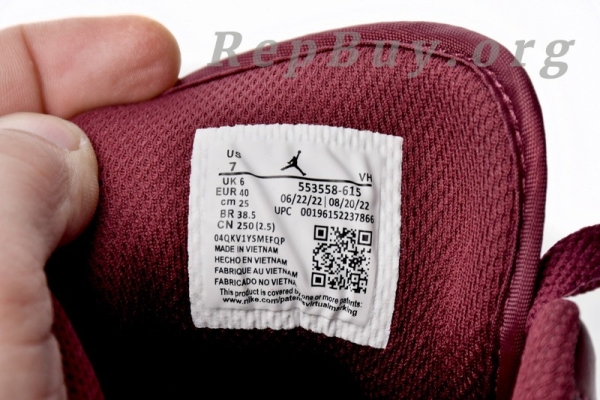 Top Version Air Jordan 1 Low White Bordeaux 553558-615 - Image 9