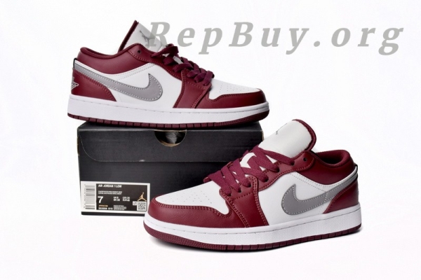 Top Version Air Jordan 1 Low White Bordeaux 553558-615 - Image 13