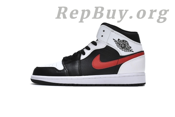 Top Version Air Jordan 1 Mid Black Chile Red White 554724-075 - Image 2