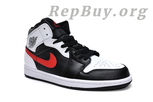 Top Version Air Jordan 1 Mid Black Chile Red White 554724-075 - Image 3