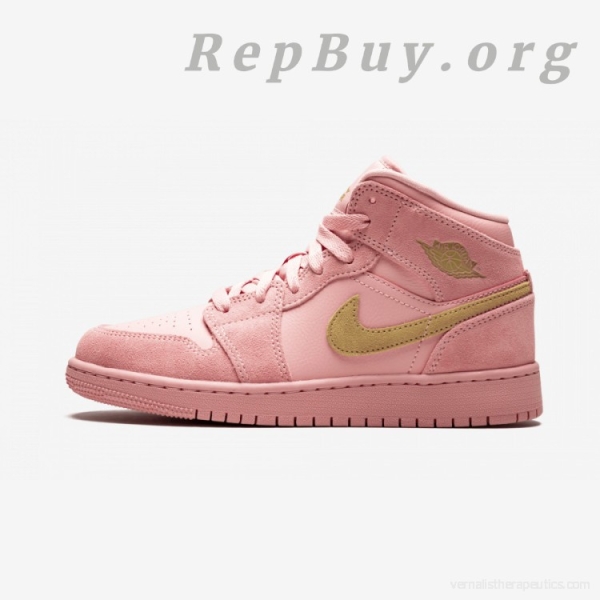 Top Version Air Jordan 1 Mid Coral Gold (GS) BQ6931-600