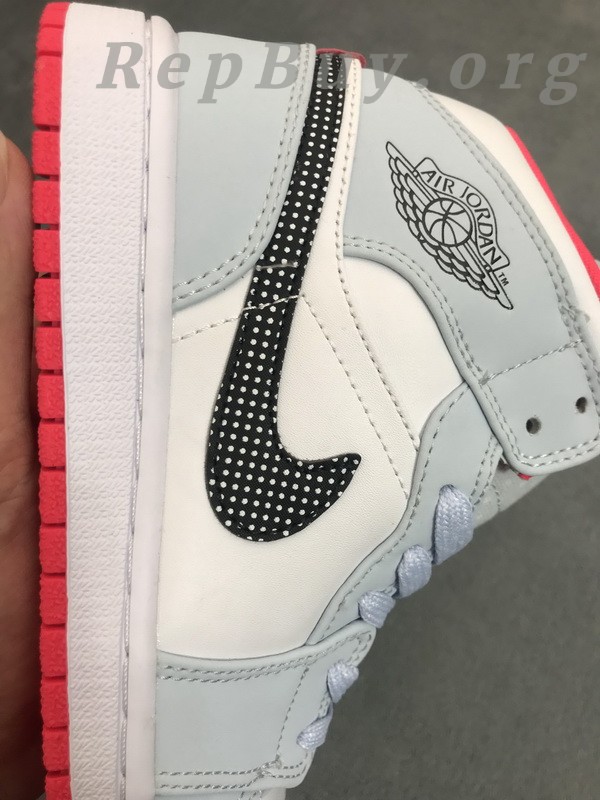 Top Version Air Jordan 1 Mid Half Blue Polka Dot Swoosh (GS) 555112-400 - 图片 9
