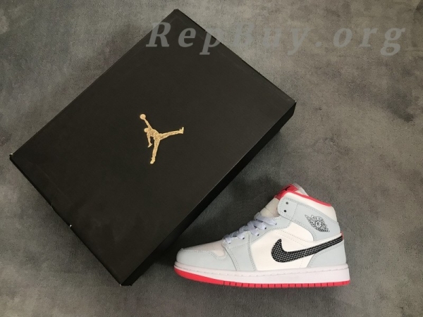 Top Version Air Jordan 1 Mid Half Blue Polka Dot Swoosh (GS) 555112-400 - 图片 11