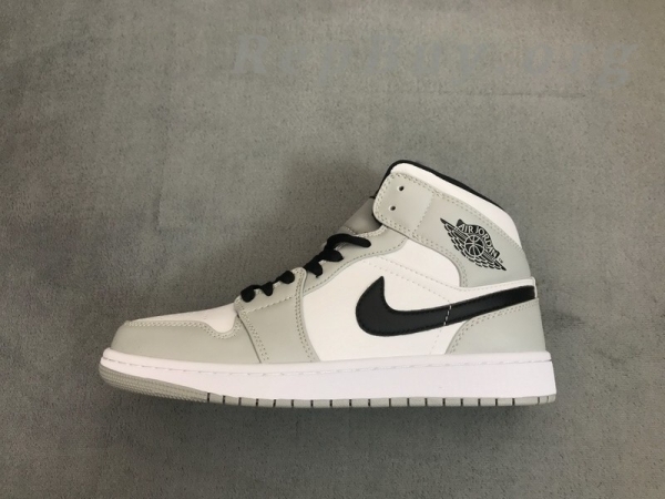 Top Version Air Jordan 1 Mid Light Smoke Grey 554724-092 - Image 3