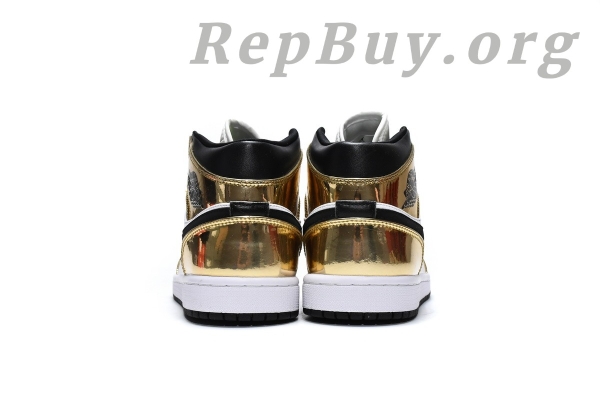 Top Version Air Jordan 1 Mid Metallic Gold Black White (GS) DC1420-700 - Image 5