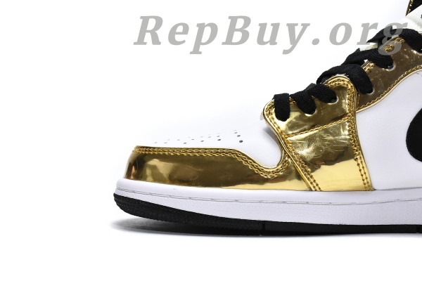 Top Version Air Jordan 1 Mid Metallic Gold Black White (GS) DC1420-700 - Image 9