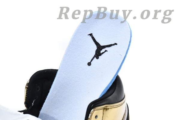 Top Version Air Jordan 1 Mid Metallic Gold Black White (GS) DC1420-700 - Image 7