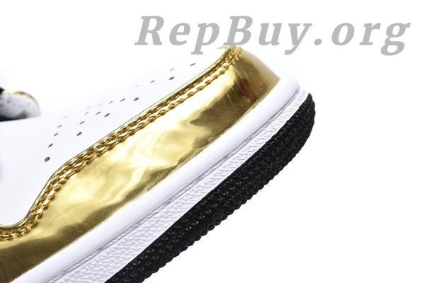 Top Version Air Jordan 1 Mid Metallic Gold Black White (GS) DC1420-700 - Image 13