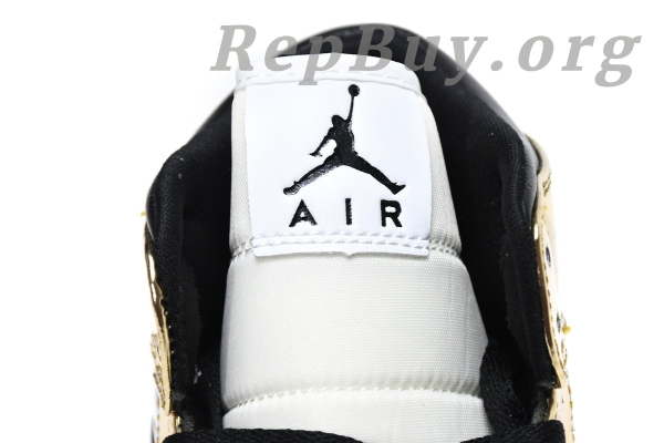 Top Version Air Jordan 1 Mid Metallic Gold Black White (GS) DC1420-700 - Image 14