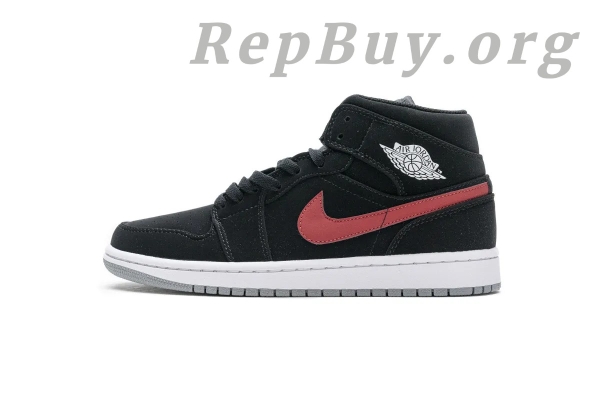 Top Version Air Jordan 1 Mid Multi-Color Swoosh Black (GS) 554725-065