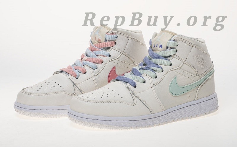 Best Top Version Air Jordan 1 Mid Multi-Color Swoosh Phantom (GS) 555112-035 Replica