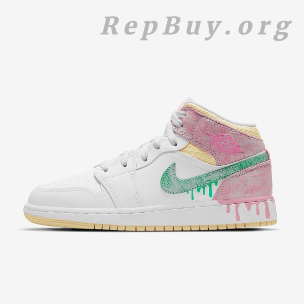 Top Version Air Jordan 1 Mid Paint Drip (PS) DD1666-100