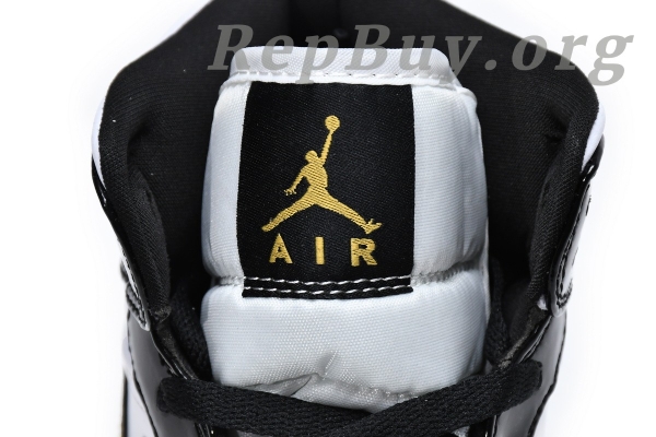 Top Version Air Jordan 1 Mid Patent Black White Gold 852542-007 - Image 13