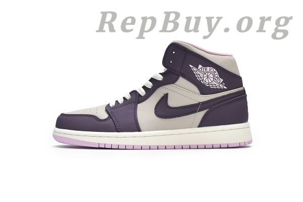 Top Version Air Jordan 1 Mid Pro Purple Desert Sand (GS) 555112-500 - Image 2