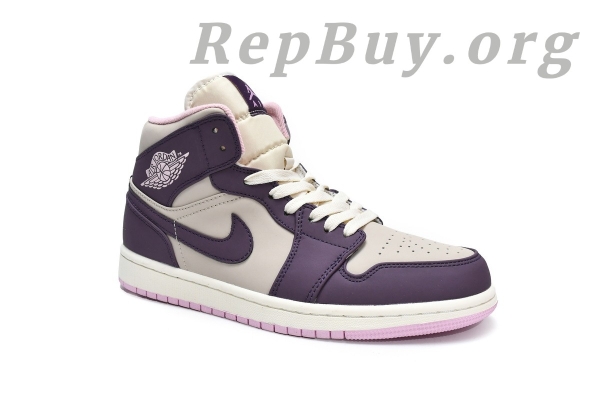Top Version Air Jordan 1 Mid Pro Purple Desert Sand (GS) 555112-500 - Image 3