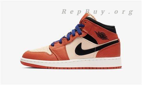 Top Version Air Jordan 1 Mid Team Orange Black (GS) BQ6931-800