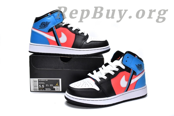 Top Version Air Jordan 1 Mid Tri Color Ribbons (GS) CV4891-001 - Image 19