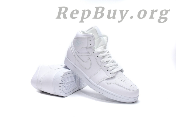 Top Version Air Jordan 1 Mid Triple White (2019) 554724-129 - Image 19