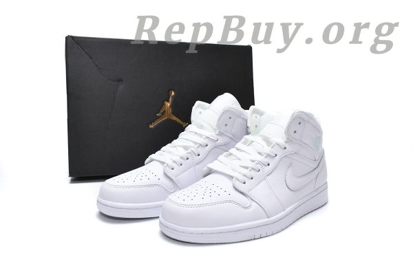 Top Version Air Jordan 1 Mid Triple White (2019) 554724-129 - Image 18