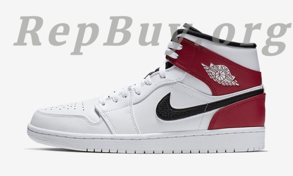 Top Version Air Jordan 1 Mid White Black Gym Red (GS) 554725-116