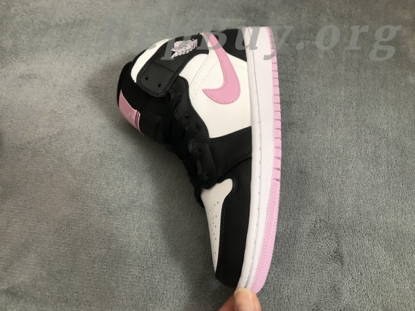 Top Version Air Jordan 1 Mid White Black Light Arctic Pink (GS) 555112-103 - Image 6