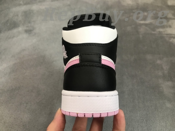 Top Version Air Jordan 1 Mid White Black Light Arctic Pink (GS) 555112-103 - Image 8
