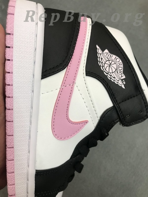 Top Version Air Jordan 1 Mid White Black Light Arctic Pink (GS) 555112-103 - Image 10