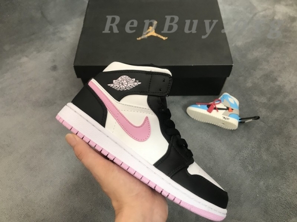 Top Version Air Jordan 1 Mid White Black Light Arctic Pink (GS) 555112-103 - Image 11