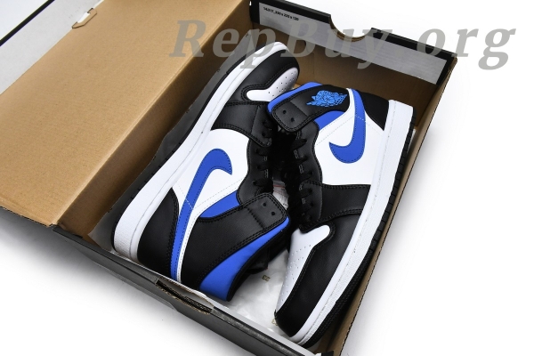 Top Version Air Jordan 1 Mid White Black Racer Blue 554724-140 - Image 16