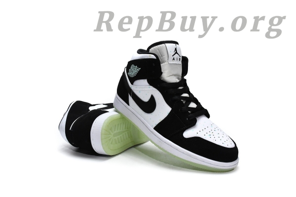 Top Version Air Jordan 1 Mid White Black Teal Tint (GS) BQ6931-103 - Image 17