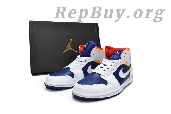 Top Version Air Jordan 1 Mid Royal Blue Laser Orange 554724-131 - Image 16