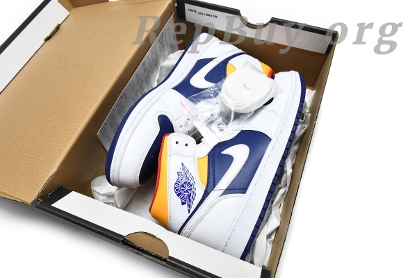 Top Version Air Jordan 1 Mid Royal Blue Laser Orange 554724-131 - Image 15