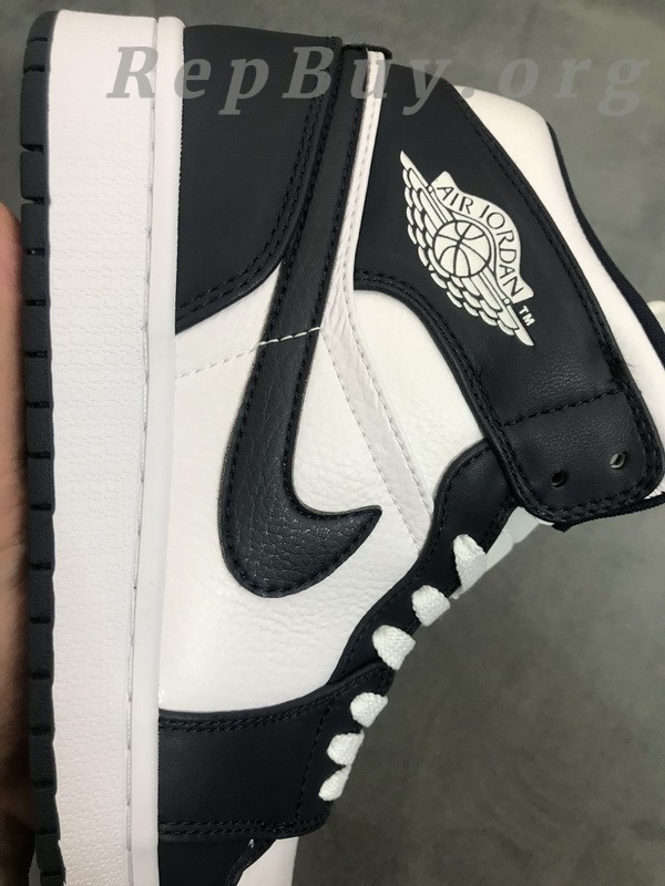 Top Version Air Jordan 1 Mid White Metallic Gold Obsidian 554724-174 - Image 11