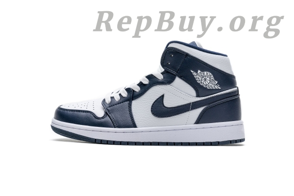 Top Version Air Jordan 1 Mid White Metallic Gold Obsidian 554724-174