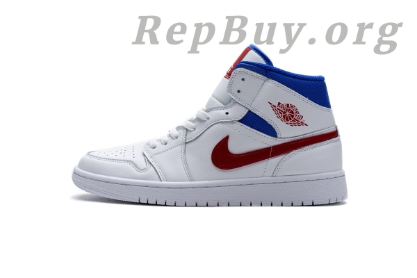 Top Version Air Jordan 1 Mid White Red Royal (W) BQ6472-164
