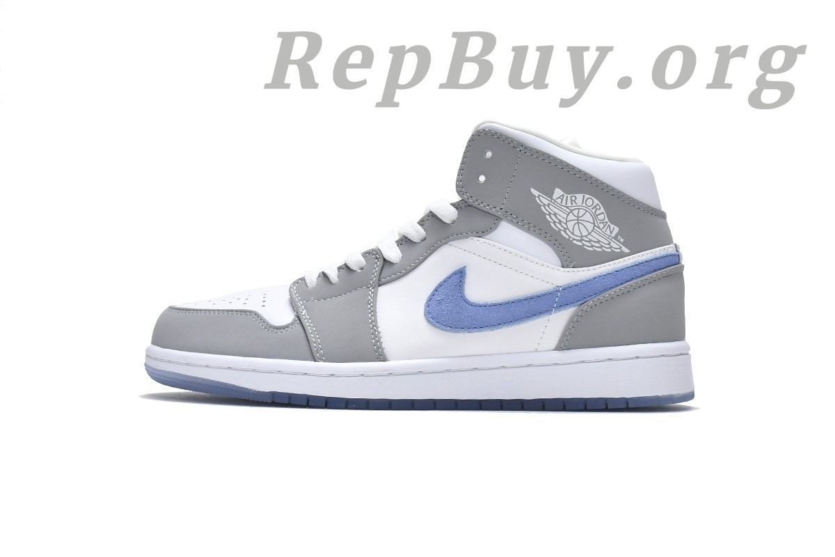 Best Top Version Air Jordan 1 Mid Wolf Grey Aluminum (W) BQ6472-105 Replica