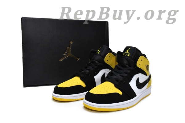 Top Version Air Jordan 1 Mid Yellow Toe Black 852542-071 - Image 17