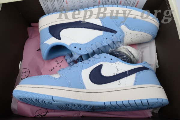 Top Version Air Jordan 1 Retro Low Golf Travis Scott Blue DM7688-400 - Image 12