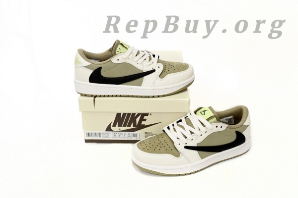 Top Version Air Jordan 1 Retro Low Golf Travis Scott Neutral Olive FZ3124-200 - Image 12