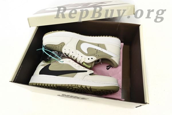 Top Version Air Jordan 1 Retro Low Golf Travis Scott Neutral Olive FZ3124-200 - Image 13