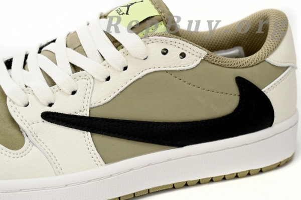 Top Version Air Jordan 1 Retro Low Golf Travis Scott Neutral Olive FZ3124-200 - Image 6