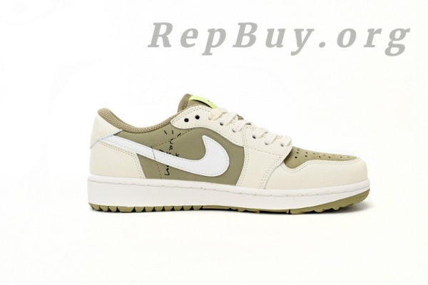 Top Version Air Jordan 1 Retro Low Golf Travis Scott Neutral Olive FZ3124-200 - Image 2