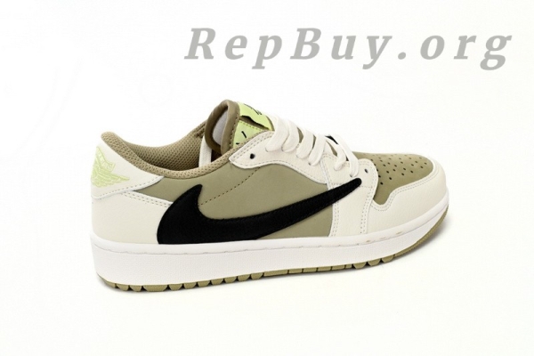 Top Version Air Jordan 1 Retro Low Golf Travis Scott Neutral Olive FZ3124-200 - Image 7