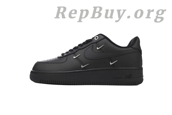 Top Version Nike Air Force 1 Low Black Silver Mini Swoosh HQ1180-001
