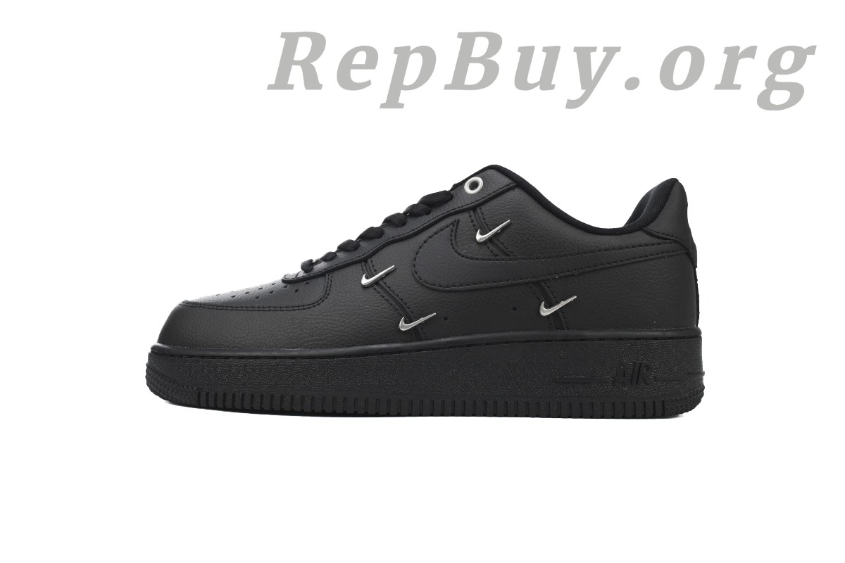 Best Top Version Nike Air Force 1 Low Black Silver Mini Swoosh HQ1180-001 Replica